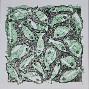 Double Fishpond Green, black & white